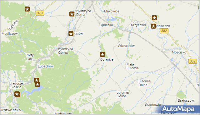 mapa Bojanice gmina Świdnica, Bojanice gmina Świdnica na mapie Targeo