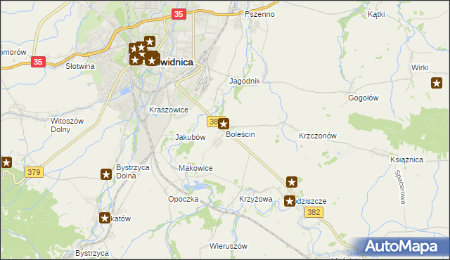 mapa Boleścin gmina Świdnica, Boleścin gmina Świdnica na mapie Targeo