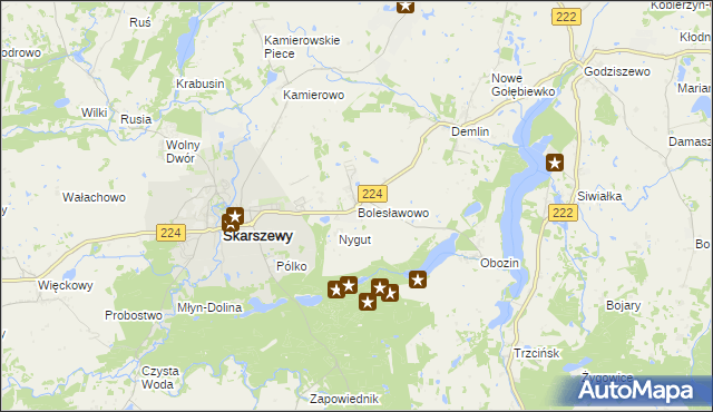 mapa Bolesławowo gmina Skarszewy, Bolesławowo gmina Skarszewy na mapie Targeo