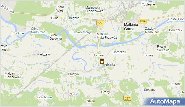 mapa Borowe gmina Małkinia Górna, Borowe gmina Małkinia Górna na mapie Targeo