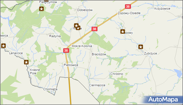 mapa Braciszów, Braciszów na mapie Targeo