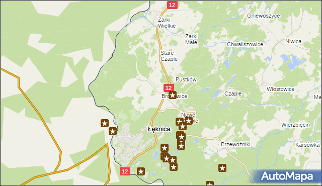 mapa Bronowice gmina Trzebiel, Bronowice gmina Trzebiel na mapie Targeo