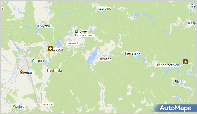 mapa Brzeźno gmina Śliwice, Brzeźno gmina Śliwice na mapie Targeo