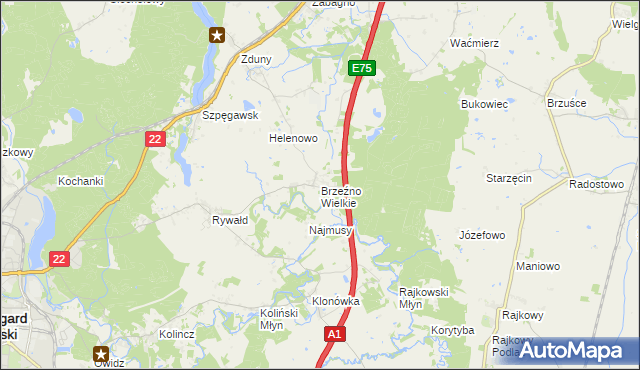mapa Brzeźno Wielkie, Brzeźno Wielkie na mapie Targeo