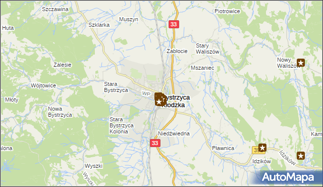 mapa Bystrzyca Kłodzka, Bystrzyca Kłodzka na mapie Targeo
