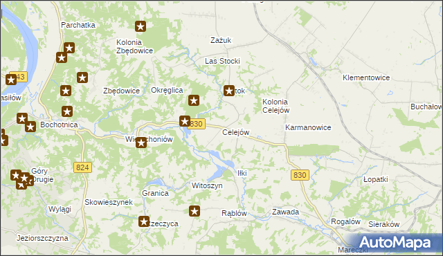 mapa Celejów gmina Wąwolnica, Celejów gmina Wąwolnica na mapie Targeo