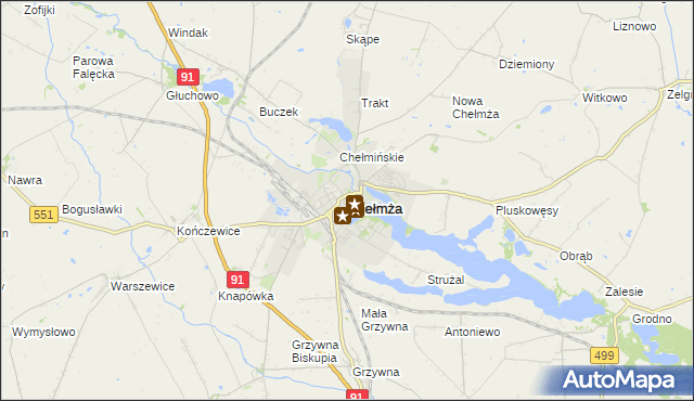 mapa Chełmża, Chełmża na mapie Targeo