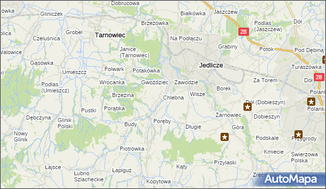 mapa Chlebna gmina Jedlicze, Chlebna gmina Jedlicze na mapie Targeo