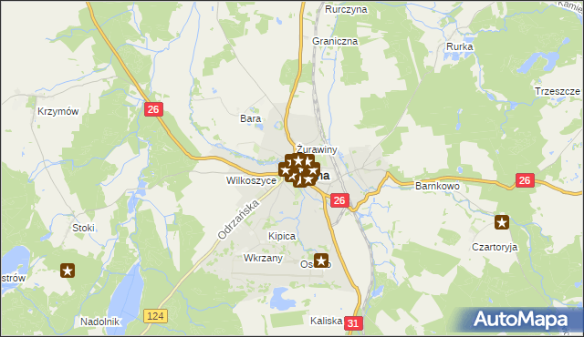 mapa Chojna powiat gryfiński, Chojna powiat gryfiński na mapie Targeo