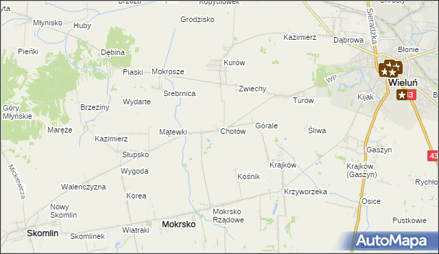 mapa Chotów gmina Mokrsko, Chotów gmina Mokrsko na mapie Targeo