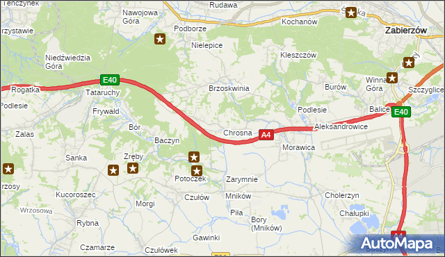 mapa Chrosna gmina Liszki, Chrosna gmina Liszki na mapie Targeo