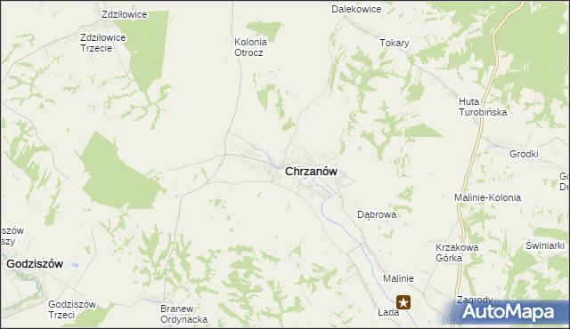 mapa Chrzanów powiat janowski, Chrzanów powiat janowski na mapie Targeo