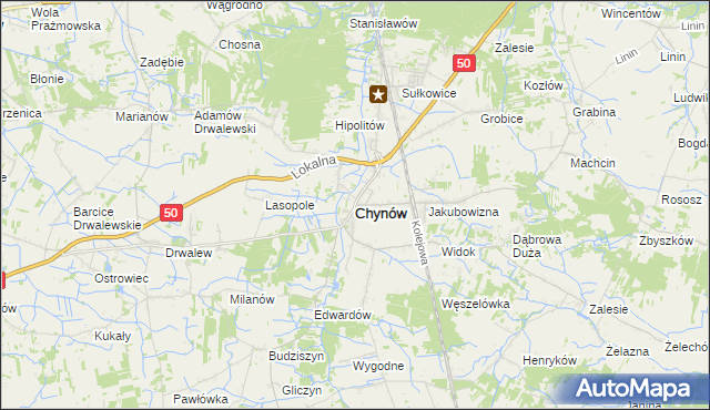 mapa Chynów powiat grójecki, Chynów powiat grójecki na mapie Targeo