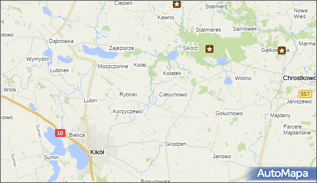 mapa Ciełuchowo, Ciełuchowo na mapie Targeo