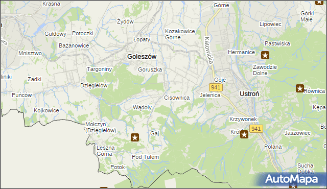 mapa Cisownica, Cisownica na mapie Targeo
