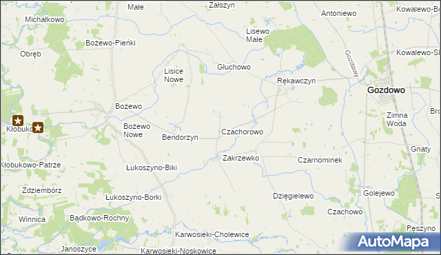mapa Czachorowo gmina Gozdowo, Czachorowo gmina Gozdowo na mapie Targeo