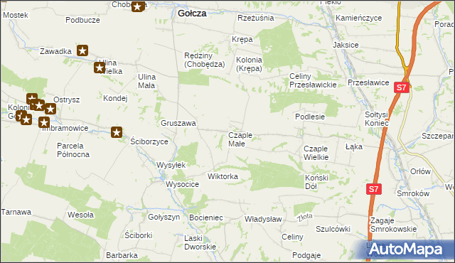 mapa Czaple Małe, Czaple Małe na mapie Targeo