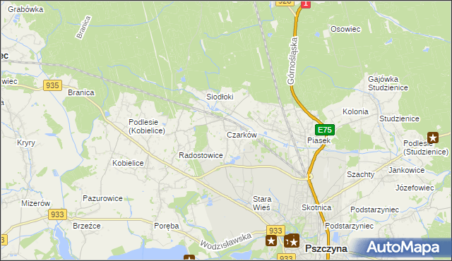 mapa Czarków gmina Pszczyna, Czarków gmina Pszczyna na mapie Targeo