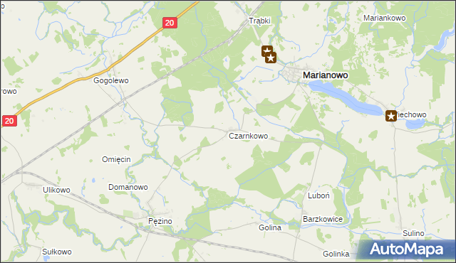 mapa Czarnkowo gmina Marianowo, Czarnkowo gmina Marianowo na mapie Targeo
