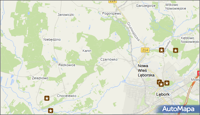 mapa Czarnówko gmina Nowa Wieś Lęborska, Czarnówko gmina Nowa Wieś Lęborska na mapie Targeo