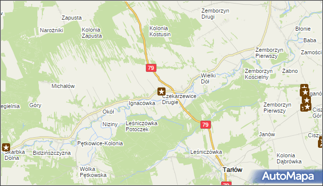 mapa Czekarzewice Drugie, Czekarzewice Drugie na mapie Targeo