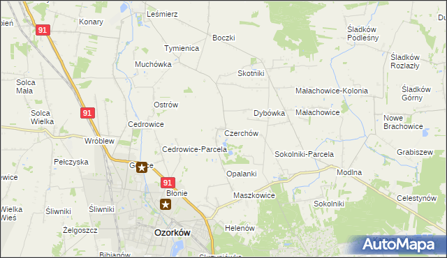 mapa Czerchów, Czerchów na mapie Targeo