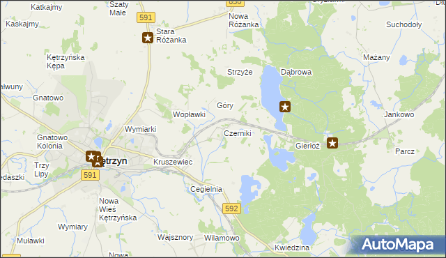 mapa Czerniki gmina Kętrzyn, Czerniki gmina Kętrzyn na mapie Targeo