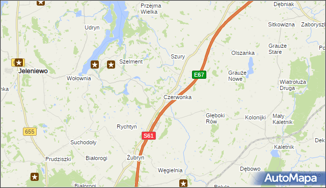 mapa Czerwonka gmina Szypliszki, Czerwonka gmina Szypliszki na mapie Targeo