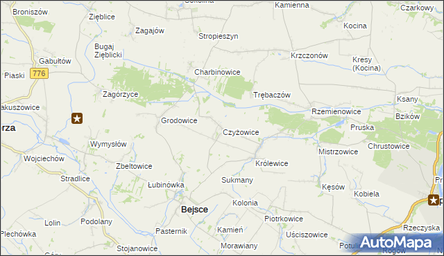 mapa Czyżowice gmina Bejsce, Czyżowice gmina Bejsce na mapie Targeo