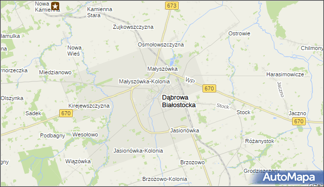 mapa Dąbrowa Białostocka, Dąbrowa Białostocka na mapie Targeo