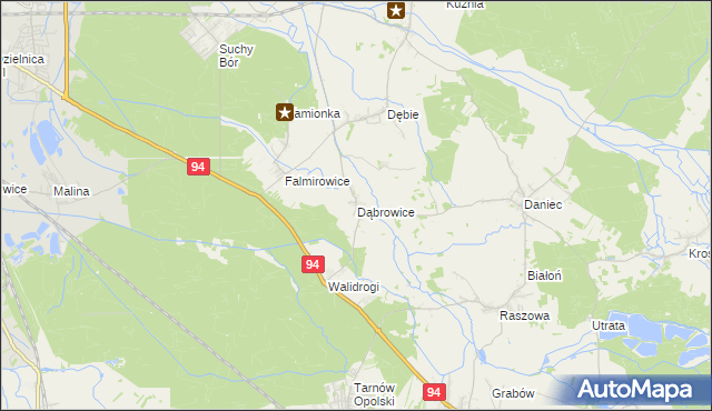 mapa Dąbrowice gmina Chrząstowice, Dąbrowice gmina Chrząstowice na mapie Targeo