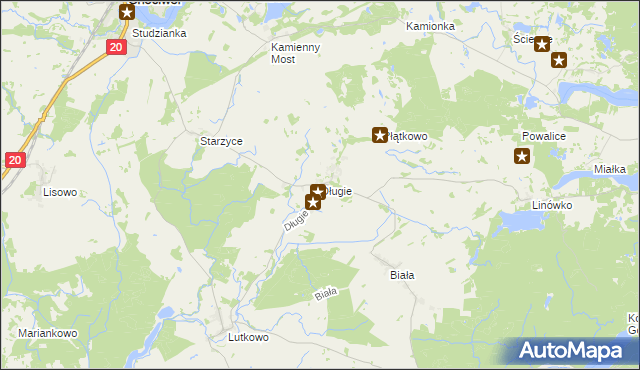 mapa Długie gmina Chociwel, Długie gmina Chociwel na mapie Targeo