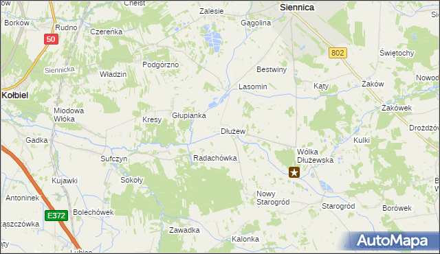 mapa Dłużew, Dłużew na mapie Targeo