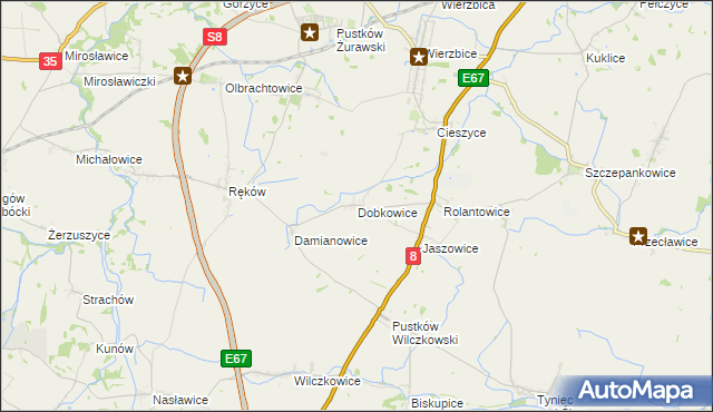 mapa Dobkowice gmina Kobierzyce, Dobkowice gmina Kobierzyce na mapie Targeo