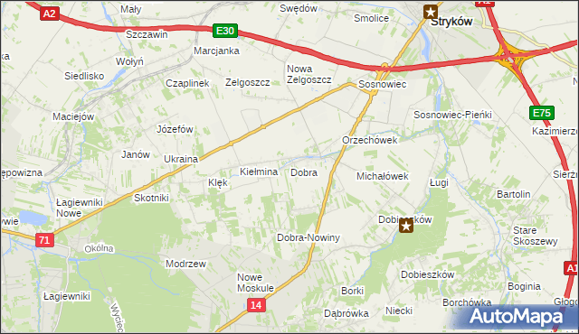 mapa Dobra gmina Stryków, Dobra gmina Stryków na mapie Targeo