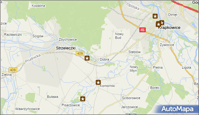 mapa Dobra gmina Strzeleczki, Dobra gmina Strzeleczki na mapie Targeo