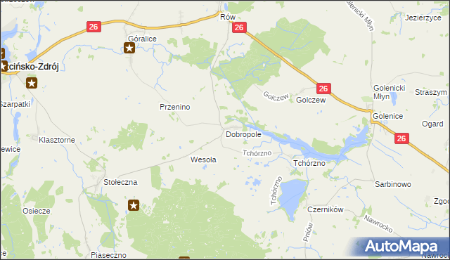 mapa Dobropole gmina Trzcińsko-Zdrój, Dobropole gmina Trzcińsko-Zdrój na mapie Targeo