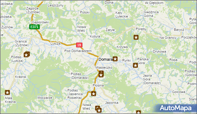 mapa Domaradz powiat brzozowski, Domaradz powiat brzozowski na mapie Targeo