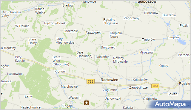 mapa Dosłońce, Dosłońce na mapie Targeo