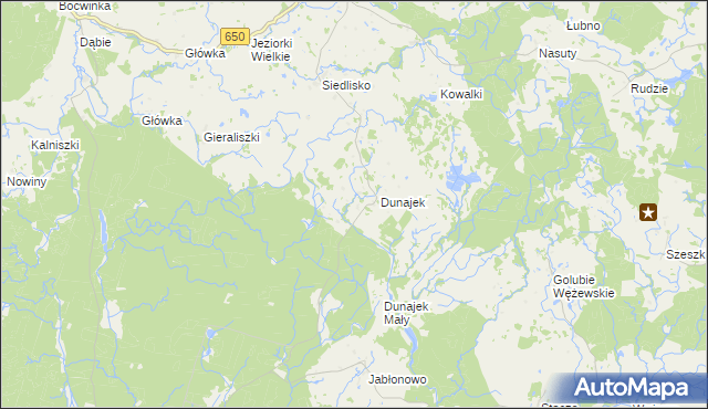 mapa Dunajek gmina Kowale Oleckie, Dunajek gmina Kowale Oleckie na mapie Targeo