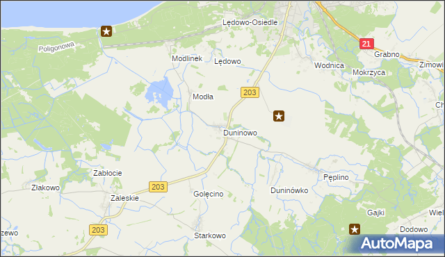 mapa Duninowo, Duninowo na mapie Targeo