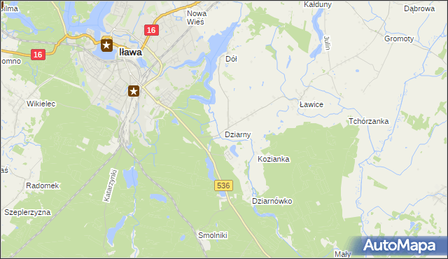 mapa Dziarny, Dziarny na mapie Targeo