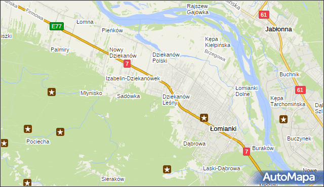 mapa Dziekanów Leśny, Dziekanów Leśny na mapie Targeo