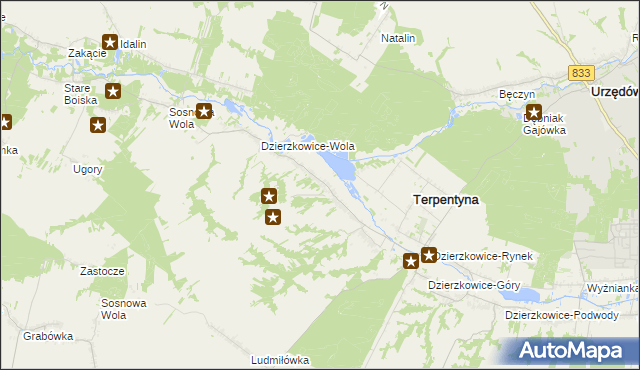mapa Dzierzkowice-Zastawie, Dzierzkowice-Zastawie na mapie Targeo