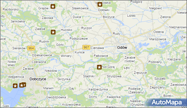 mapa Fałkowice gmina Gdów, Fałkowice gmina Gdów na mapie Targeo