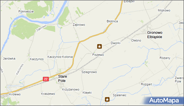 mapa Fiszewo gmina Gronowo Elbląskie, Fiszewo gmina Gronowo Elbląskie na mapie Targeo