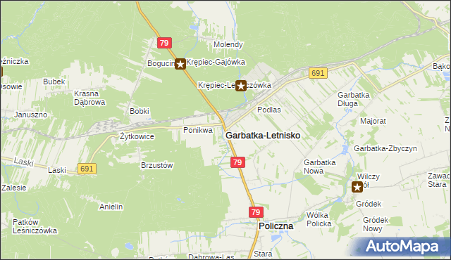 mapa Garbatka-Letnisko, Garbatka-Letnisko na mapie Targeo