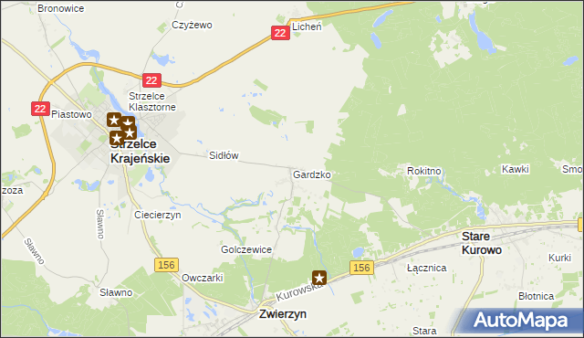 mapa Gardzko, Gardzko na mapie Targeo