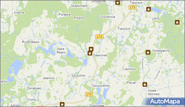 mapa Gawroniec gmina Połczyn-Zdrój, Gawroniec gmina Połczyn-Zdrój na mapie Targeo