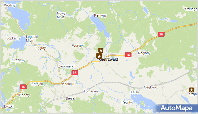 mapa Gietrzwałd, Gietrzwałd na mapie Targeo